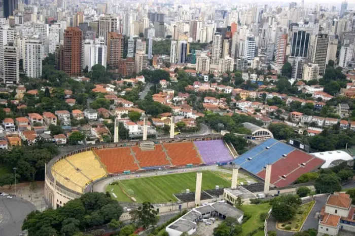 Framed Print : Aerial view of Estadio Pacaembu in Sao Paulo, Brazil Framed Print : Aerial view of Estadio Pacaembu in Sao Paulo, Brazil