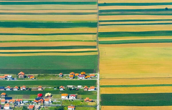 Aerial view of farmland, Belgrade, Serbia