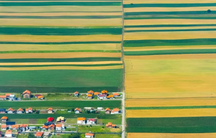 Framed Print : Aerial view of farmland, Belgrade, Serbia
