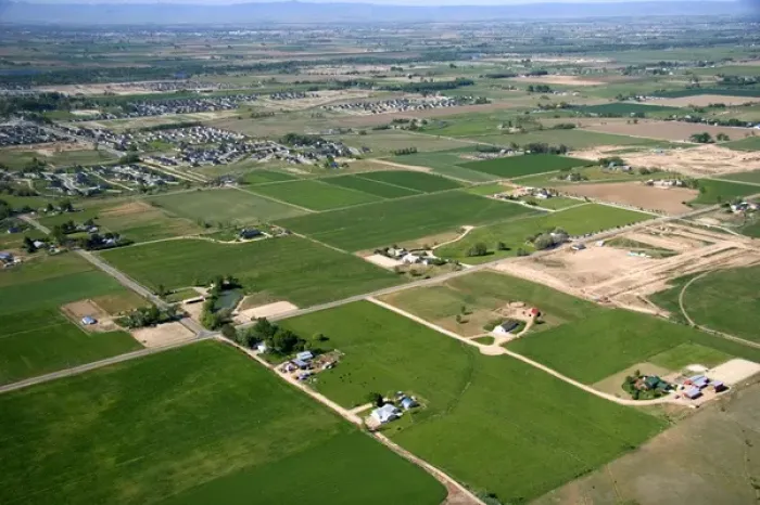 Framed Print : Aerial view of farmland in Canyon County, Idaho