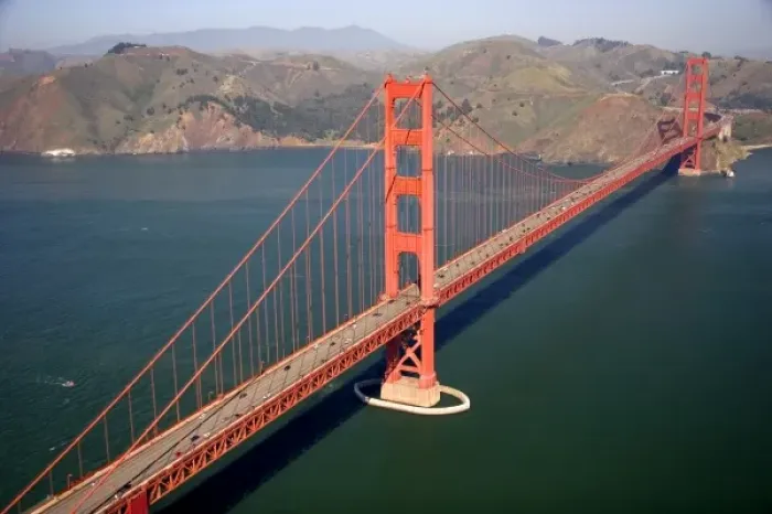 Framed Print : Aerial view of the Golden Gate Bridge in the San Francisco bay, California Framed Print : Aerial view of the Golden Gate Bridge in the San Francisco bay, California