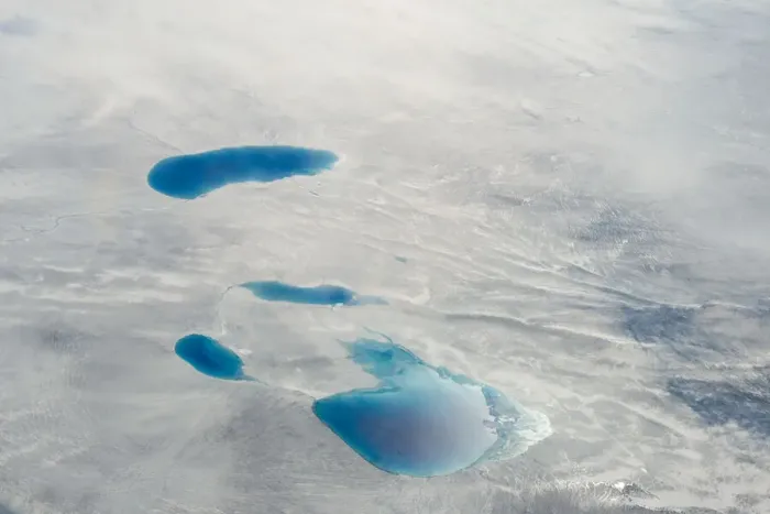 Framed Print : Aerial view of ice sheet, Greenland