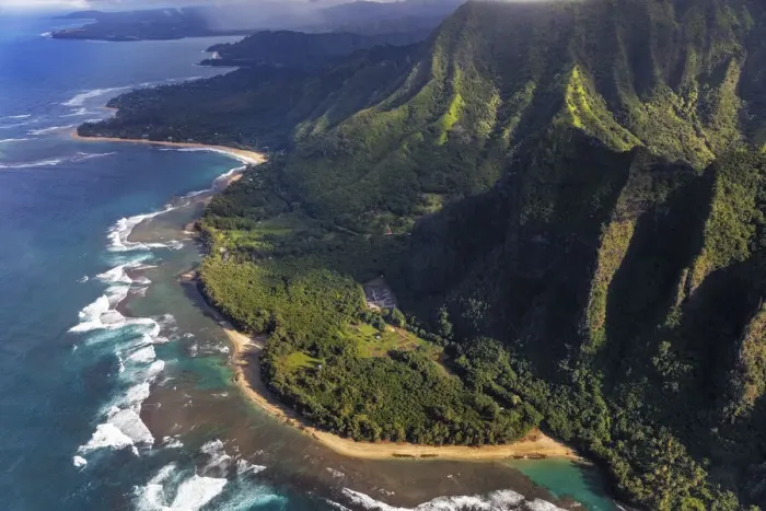 Framed Print : Aerial view of Ke e Beach and the Napali Coastline in Kauai, Hawaii, USA Framed Print : Aerial view of Ke e Beach and the Napali Coastline in Kauai, Hawaii, USA