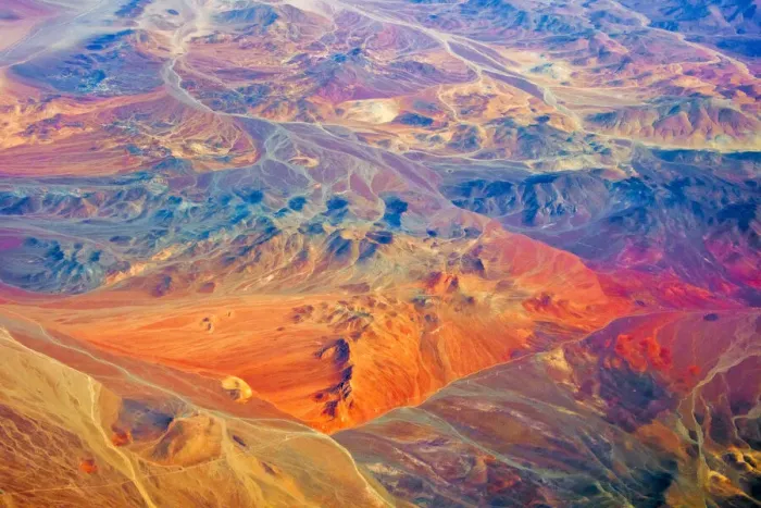 Framed Print : Aerial view of land pattern on Atacama Desert, Chile Framed Print : Aerial view of land pattern on Atacama Desert, Chile