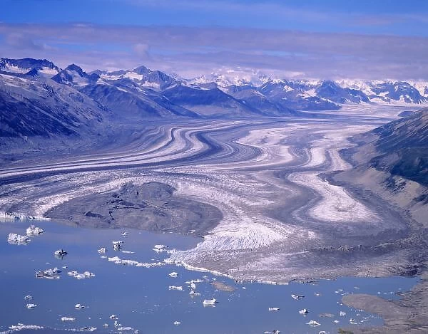 Aerial view Lowell Glacier, Kluane National Park, Yukon, Canada. Original: Medium Format Slide
