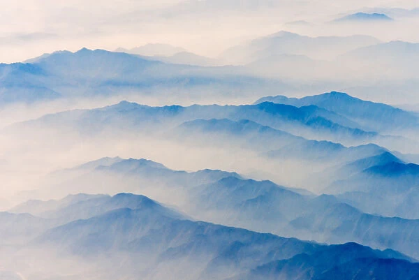 Aerial view of mountains, China