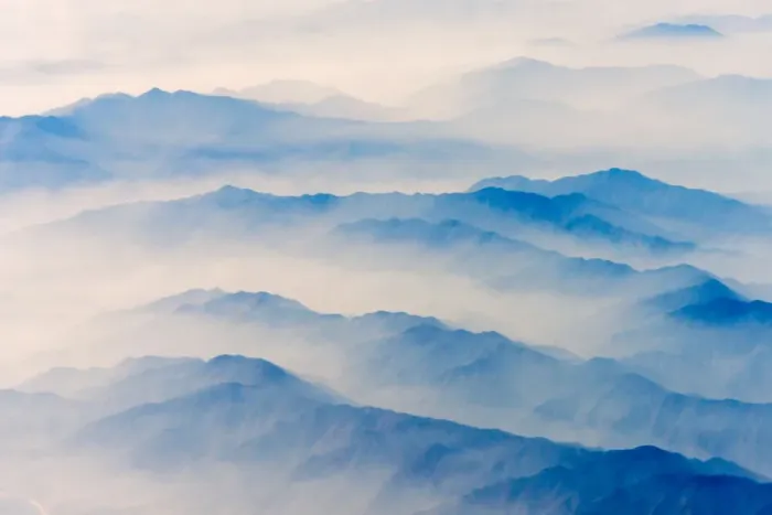 Framed Print : Aerial view of mountains, China