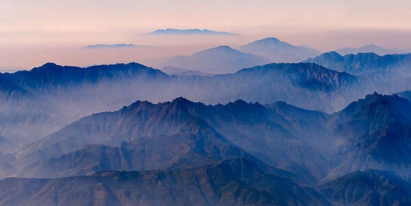 Aerial view of mountains, China