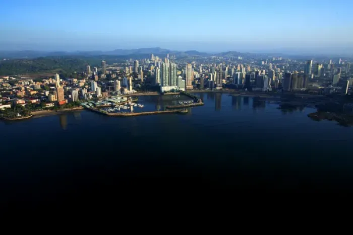 Framed Print : aerial view of Paitilla, the banking district of Panama City, with skyscrapers, Panama Framed Print : aerial view of Paitilla, the banking district of Panama City, with skyscrapers, Panama
