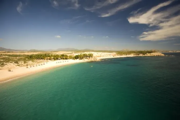Framed Print : Aerial View from top of sailboat, Chileno Bay and Beach near Cabo San Lucas, Baja California
