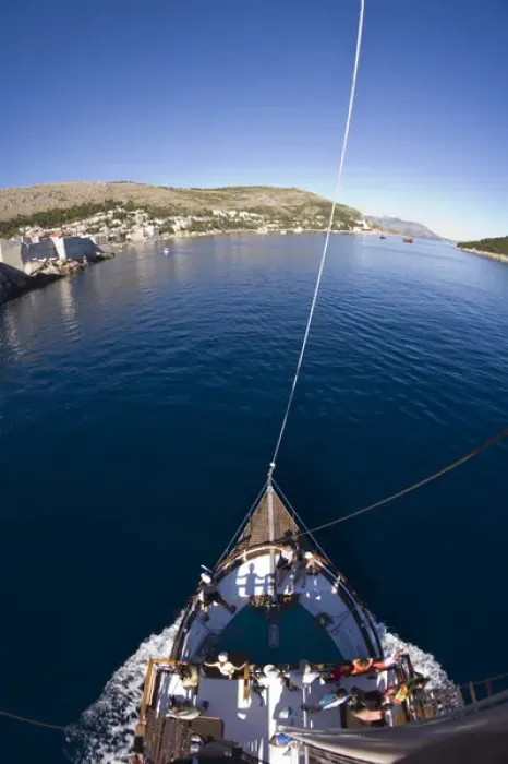 Framed Print : Aerial view from Sailboat mast of City Walls of Walled City of Dubrovnik, Southeastern Framed Print : Aerial view from Sailboat mast of City Walls of Walled City of Dubrovnik, Southeastern