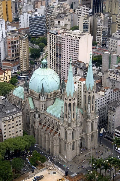 Aerial view of the Sao Paulo Municipal Cathedral, Brazil