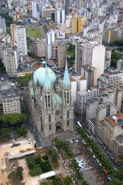 Framed Print : Aerial view of the Sao Paulo Municipal Cathedral in Brazil