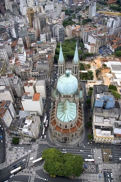 Aerial view of the Sao Paulo Municipal Cathedral in Brazil