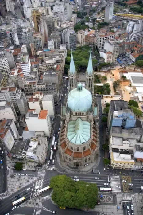 Framed Print : Aerial view of the Sao Paulo Municipal Cathedral in Brazil