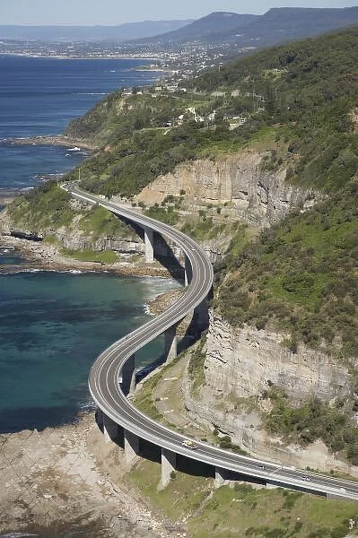 Aerial view of Sea Cliff Bridge near Wollongong, New South Wales, Australia