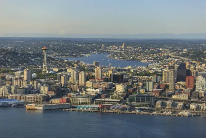 Framed Print : Aerial View of Seattle, WA, USA Framed Print : Aerial View of Seattle, WA, USA