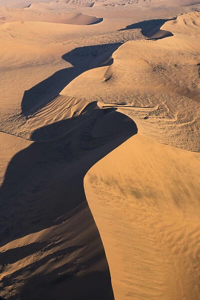Aerial view over Sossusvlei sand dunes in Namib-Naukluft National Park, Namibia