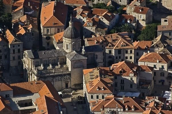 Aerial view of St. Blaise church in Old Town Dubrovnik a UNESCO World Heritage Site