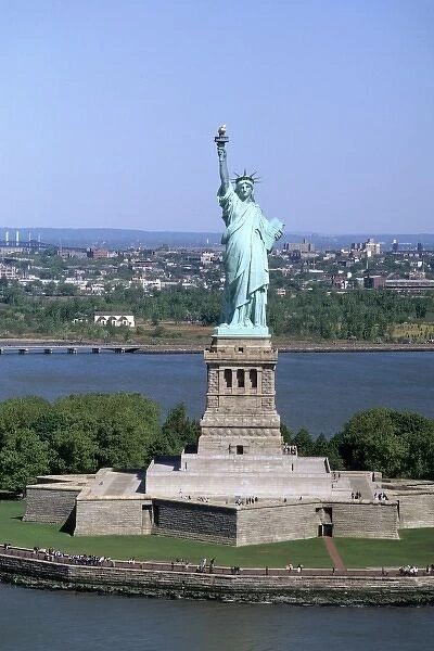 Aerial view of The Statue of Liberty in New York