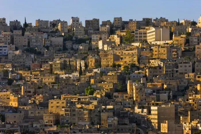 Framed Print : Aerial view of traditional houses in Amman, Jordan