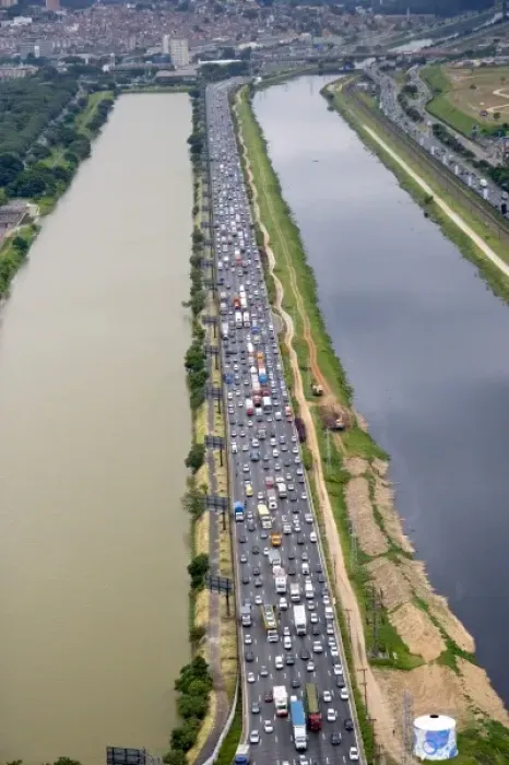 Framed Print : Aerial view of traffic on a highway in Sao Paulo, Brazil Framed Print : Aerial view of traffic on a highway in Sao Paulo, Brazil