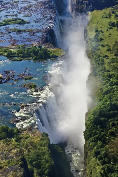 Framed Print : Aerial view of Victoria Falls, Waterfall, and the Zambesi River, Zimbabwe, Africa