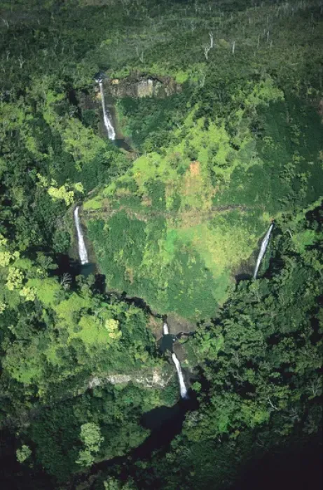 Framed Print : An aerial view of waterfalls on the island of Kauai, Hawaii. hawaii, south pacific Framed Print : An aerial view of waterfalls on the island of Kauai, Hawaii. hawaii, south pacific