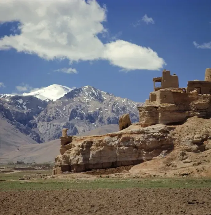 Framed Print : Afghanistan, Bamian Valley. The ruins of a lookout languish above pastures in the Bamian Valley Framed Print : Afghanistan, Bamian Valley. The ruins of a lookout languish above pastures in the Bamian Valley