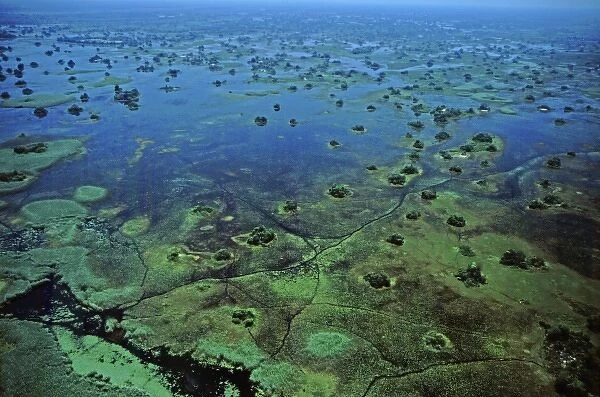 Africa, Botswana, Okavango Delta. Aerial view of the Okavango Delta