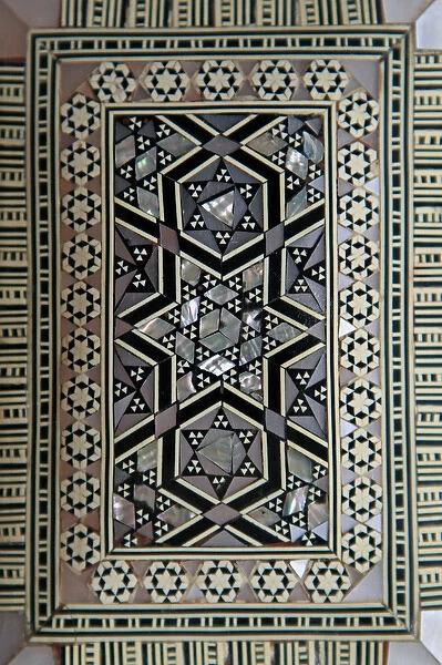 Africa, Egypt. Typical wood box inlaid with mother of pearl