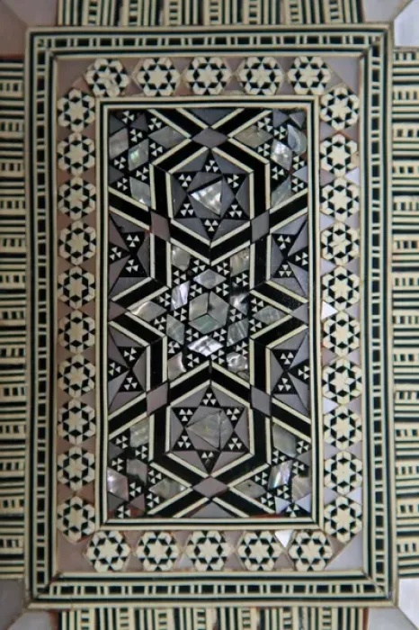 Framed Print : Africa, Egypt. Typical wood box inlaid with mother of pearl
