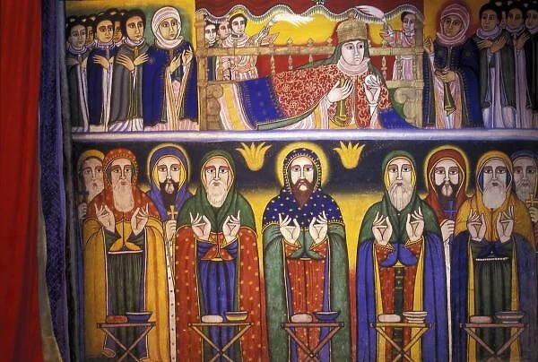 Africa, Ethiopia. Artwork depicting apostles and saints in Ethiopian Orthodox Church