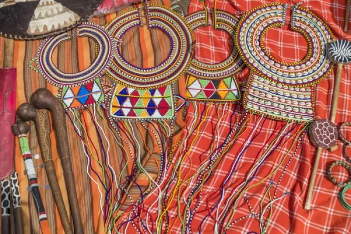 Framed Print : Africa, Kenya, Masai Mara National Reserve, Mara Ashnil region. Masai tribal jewelry