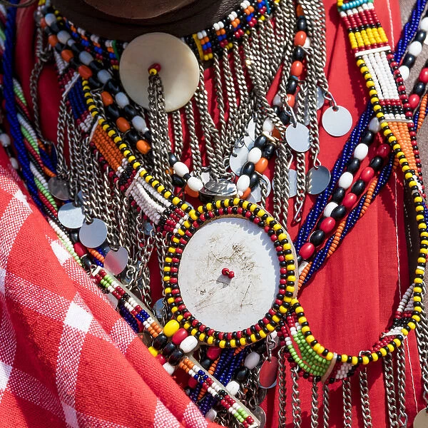 Africa, Kenya, Masai Mara National Reserve, Mara Ashnil region. Masai tribal jewelry