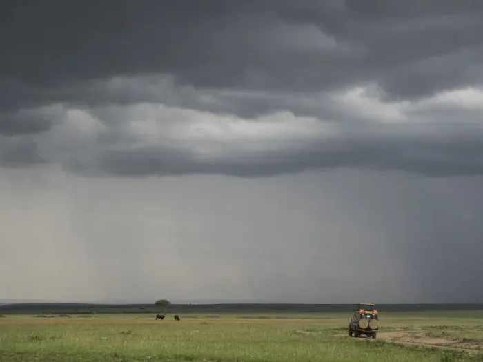 Framed Print : Africa, Kenya, Msai Mara National Reserve. Storm clouds over tourist vehicle. Credit as Framed Print : Africa, Kenya, Msai Mara National Reserve. Storm clouds over tourist vehicle. Credit as