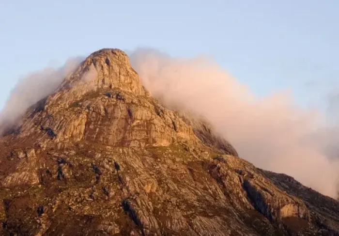 Framed Print : Africa; Malawi; Mt Mulanje; Thuchila; View of rock peak at sunset from Elephant head Framed Print : Africa; Malawi; Mt Mulanje; Thuchila; View of rock peak at sunset from Elephant head
