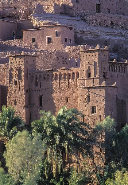Africa, Morocco, Ait Benhaddou Ksour (fortified village) of Ait Benhaddou with traditional pise