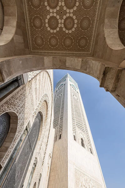 Africa, Morocco, Casablanca. Close-up of mosque exterior