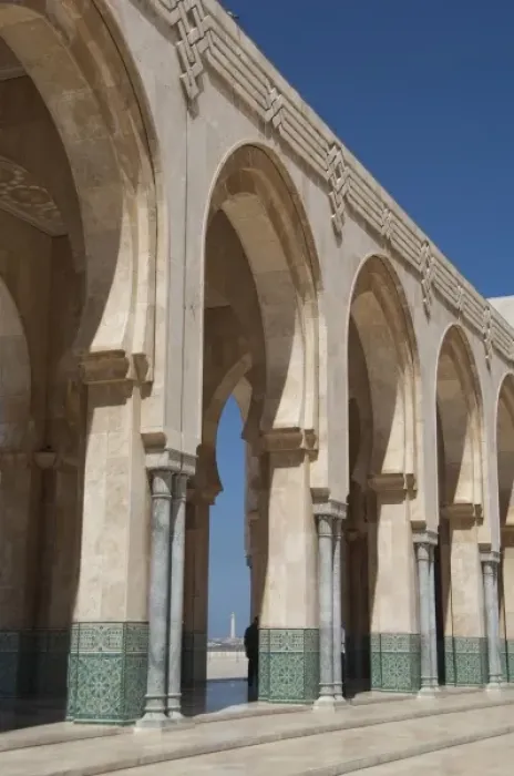 Framed Print : Africa, Morocco, Casablanca. Hassan II Mosque (aka King Hassan Mosque), Ornate exterior hallway Framed Print : Africa, Morocco, Casablanca. Hassan II Mosque (aka King Hassan Mosque), Ornate exterior hallway