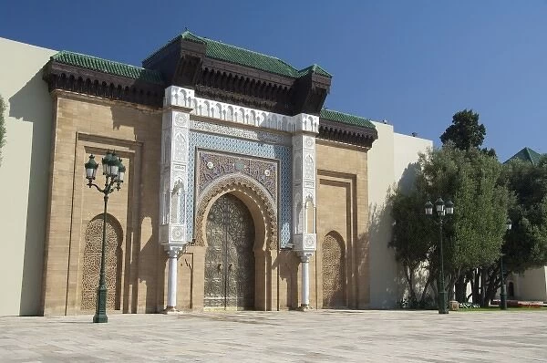 Africa, Morocco, Casablanca. Ornate Royal Palace entry