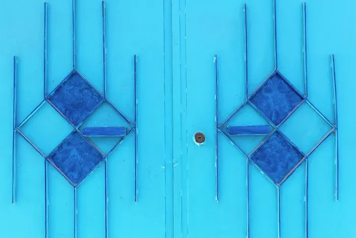 Framed Print : Africa, Morocco, Chefchaouen. Close-up of designs on blue door. ©Bill Young / Jaynes Gallery / DanitaDelimont.com Framed Print : Africa, Morocco, Chefchaouen. Close-up of designs on blue door. ©Bill Young / Jaynes Gallery / DanitaDelimont.com