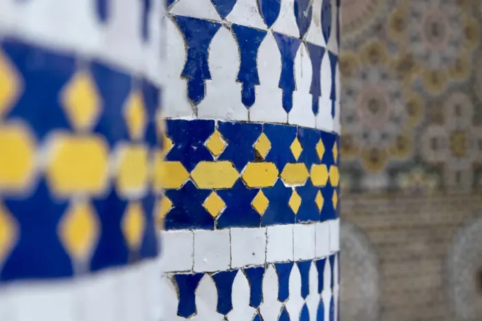 Framed Print : Africa, Morocco, Fes. Designs on wall tile
