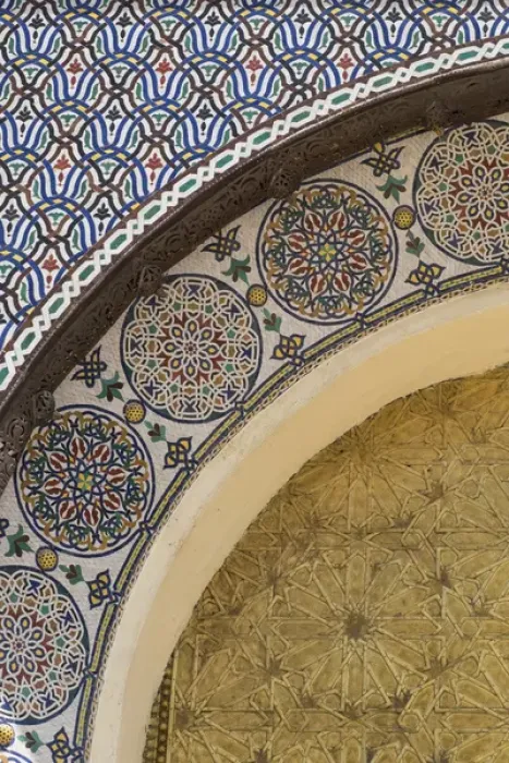 Framed Print : Africa, Morocco, Fes. Details of the Royal Palace gates