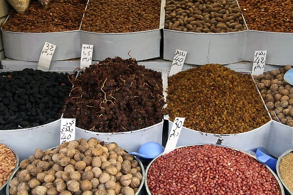 Africa, Morocco, Fes. Legumes, nuts & raisins of Morocco
