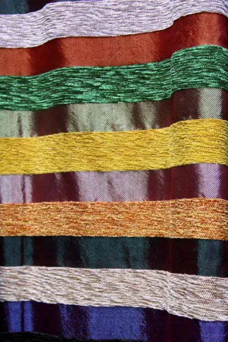 Framed Print : Africa, Morocco, Fes. Woven Moroccan silk textiles and scarves Framed Print : Africa, Morocco, Fes. Woven Moroccan silk textiles and scarves