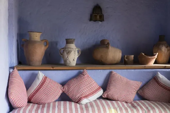Framed Print : Africa, Morocco, interior of sitting room in hotel Dar Chefchaouen
