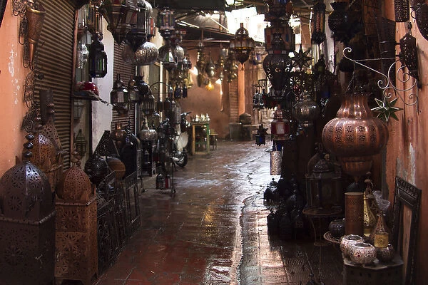 Africa, Morocco, Marrakech. Moroccan Lamps in Souks of Marrakech