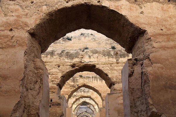 Africa, Morocco, Meknes. Arches of the royal granaries of Moulay Ismal