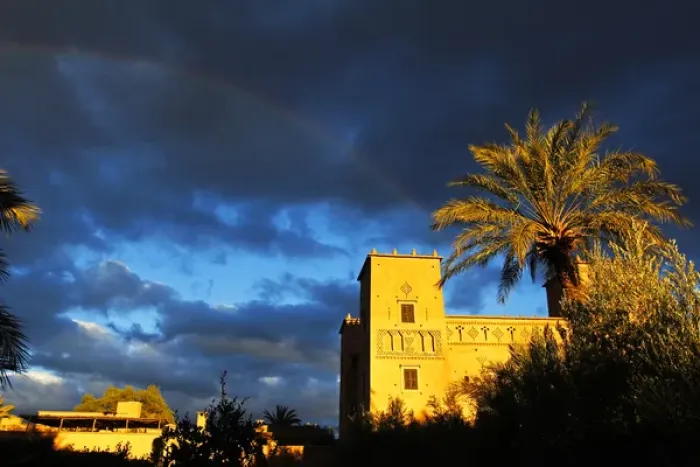 Framed Print : Africa, Morocco, Skoura. Rainbow over Dar Ahlam, a Relais et Chateaux property in Skoura Framed Print : Africa, Morocco, Skoura. Rainbow over Dar Ahlam, a Relais et Chateaux property in Skoura